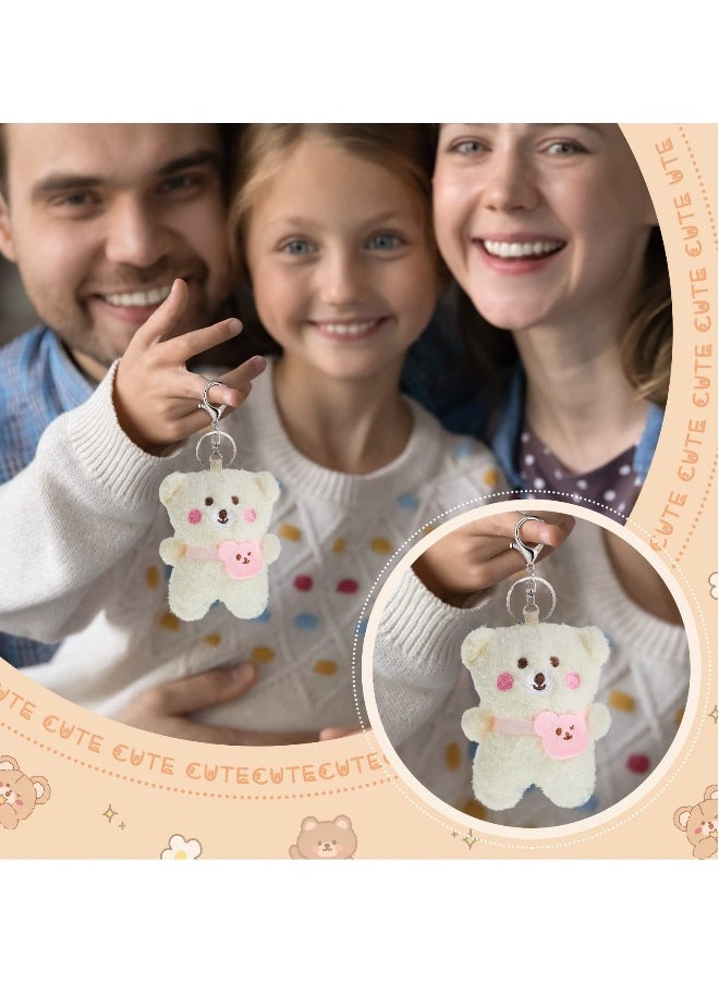 Plush Bear Keychain for Backpacks, Aesthetic Stuffed Animal Keyring Pendant Mini Fluffy Cute Keychain Bear Backpack Charms Plush DIY Decorations for Gift Box Filled Party Decorations 6 Pcs
