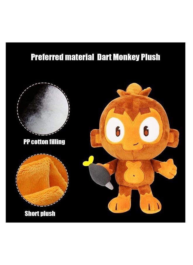 Dart Monkey Plush Doll, 9.8in Soft Stuffed Game Animal, Adorable Toy, Ideal Fan Gift, Perfect for Collectors and Kids, Great for Cuddling and Display, Brown