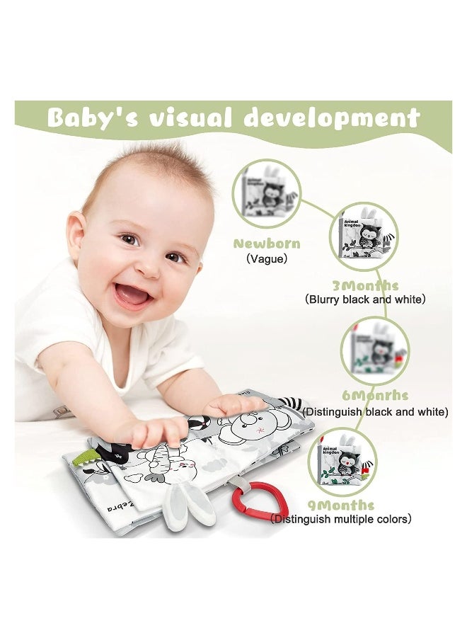 Soft Cloth Activity Book for Babies, 3D Touch and Feel Educational Toy, Safe and Durable for Newborns, Stroller Hanging Sensory Book for 0-12 Months