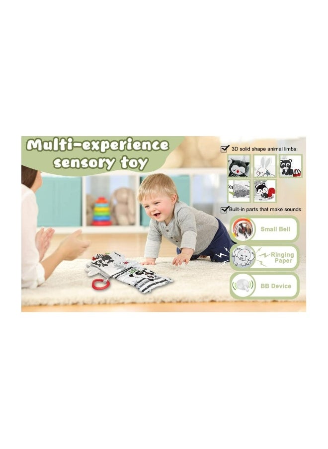 Soft Cloth Activity Book for Babies, 3D Touch and Feel Educational Toy, Safe and Durable for Newborns, Stroller Hanging Sensory Book for 0-12 Months