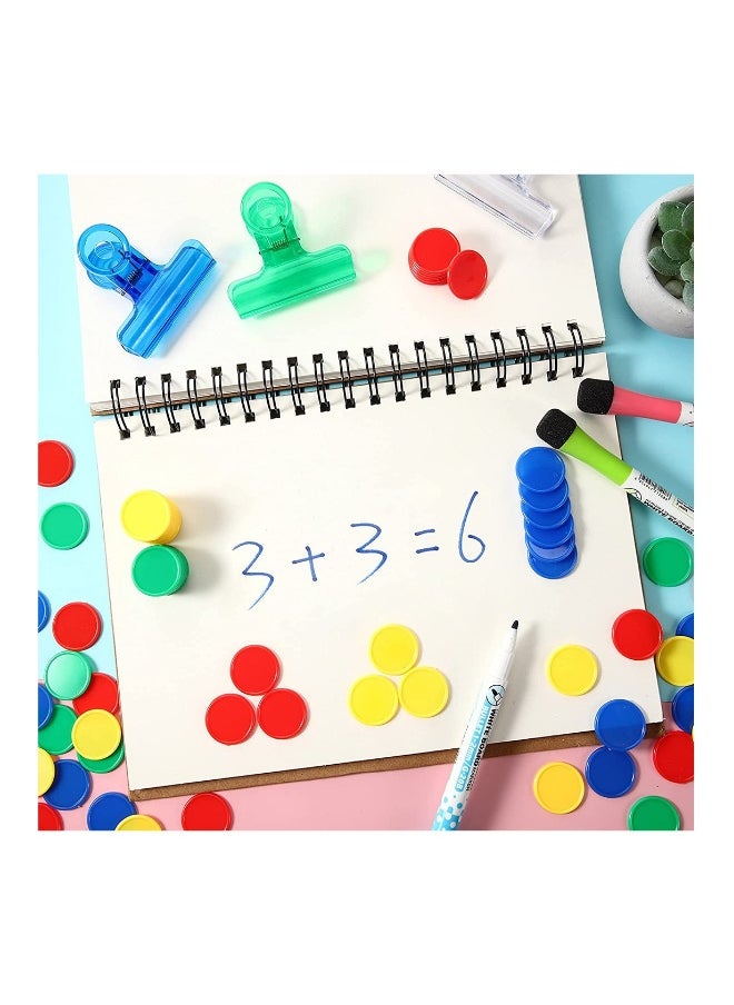 Round Chips Learning Toys 160 Pcs/Set 4 Color Round Chips Counting Numbers Teaching for Crafts Decoration Plastic Counting Chips for Math