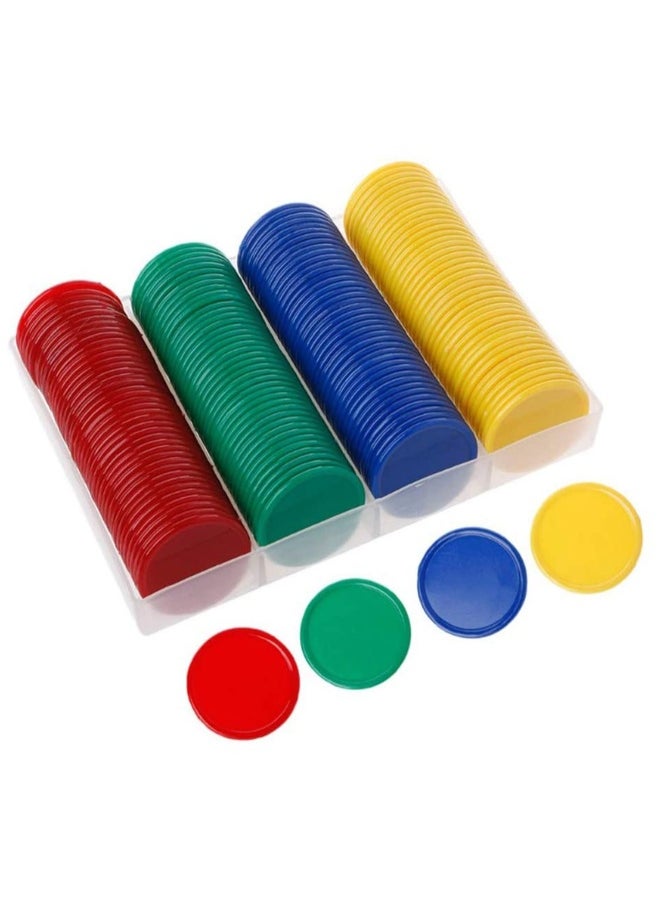 Round Chips Learning Toys 160 Pcs/Set 4 Color Round Chips Counting Numbers Teaching for Crafts Decoration Plastic Counting Chips for Math
