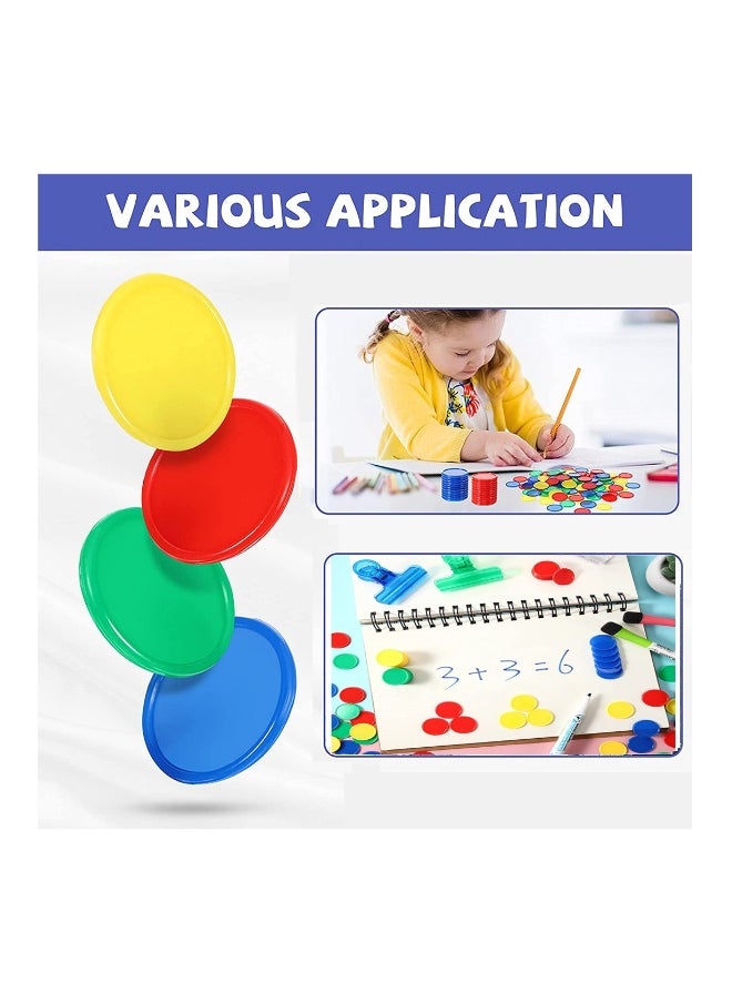 Round Chips Learning Toys 160 Pcs/Set 4 Color Round Chips Counting Numbers Teaching for Crafts Decoration Plastic Counting Chips for Math