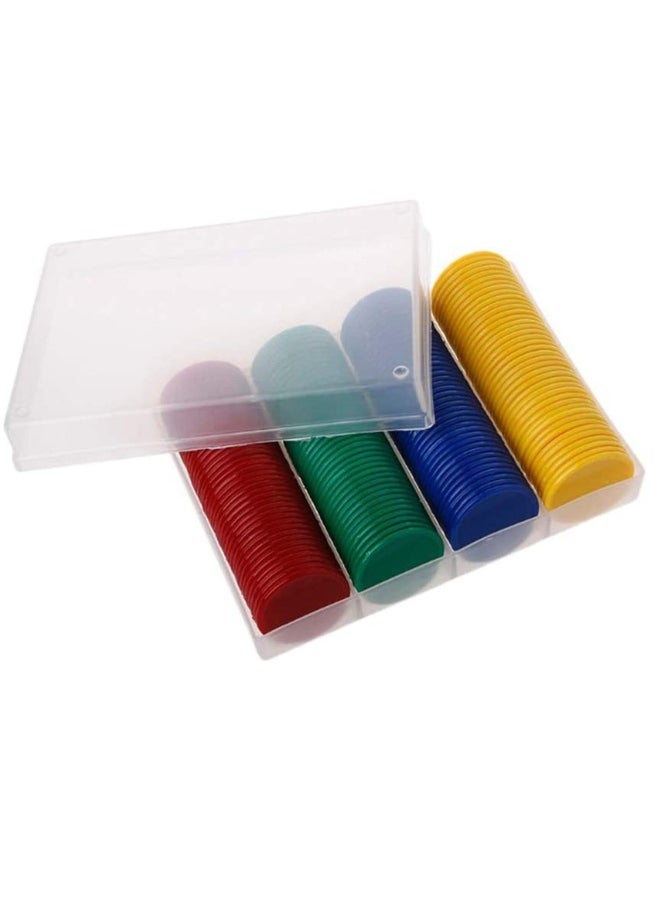 Round Chips Learning Toys 160 Pcs/Set 4 Color Round Chips Counting Numbers Teaching for Crafts Decoration Plastic Counting Chips for Math