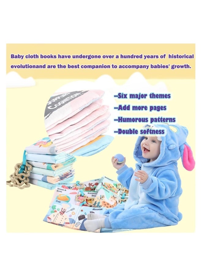 Soft Cloth Baby Books for Infants (0-18 Months) - 6 Washable, Non-Toxic Crinkle Books with Sound Paper - Perfect Baby Shower Gift and Educational Toy for Newborns and Toddlers.