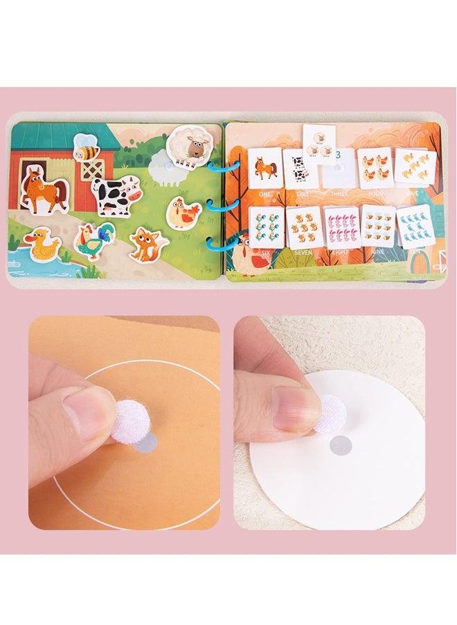 Quiet Book for Young Children, 2 Pieces of Baby Early Education Scene Layout Sticker Puzzle Toy Dinosaur Animal Interactive Cognitive Book Suitable for Children to Develop Learning Skills