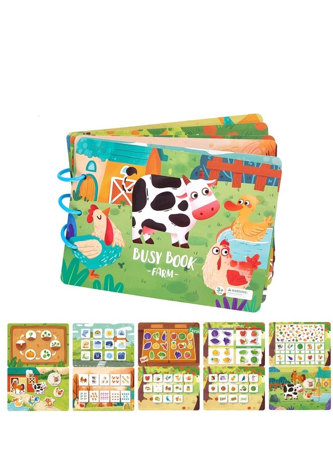 Quiet Book for Young Children, 2 Pieces of Baby Early Education Scene Layout Sticker Puzzle Toy Dinosaur Animal Interactive Cognitive Book Suitable for Children to Develop Learning Skills