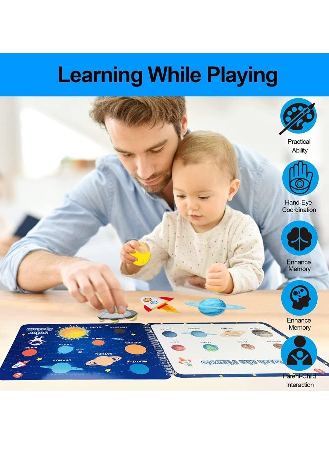 Preschool Montessori Toys for Toddlers, Space Busy Book Learning Toys for Kids Toddlers Preschool Learning Activities, Autism Sensory Educational Toys for Boys Girls Birthday Gifts