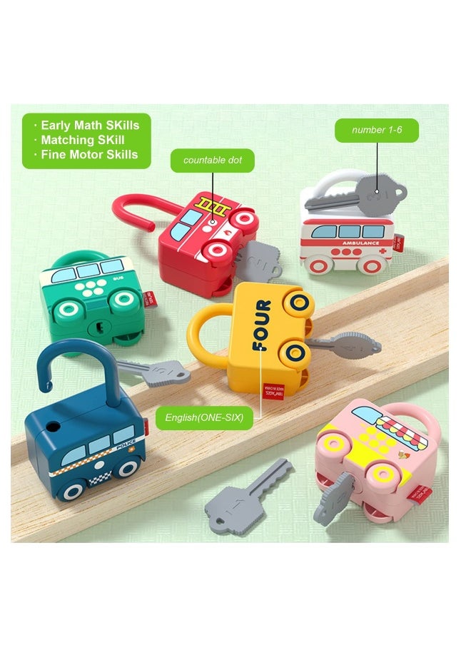 Montessori Educational Learning Games Toy, Mini Pairing Lock, Busy Boards Cars, Toy Cars for Baby 18 Months Age 1 2 3 One Year Old Kids Boys Girls Gifts Presents