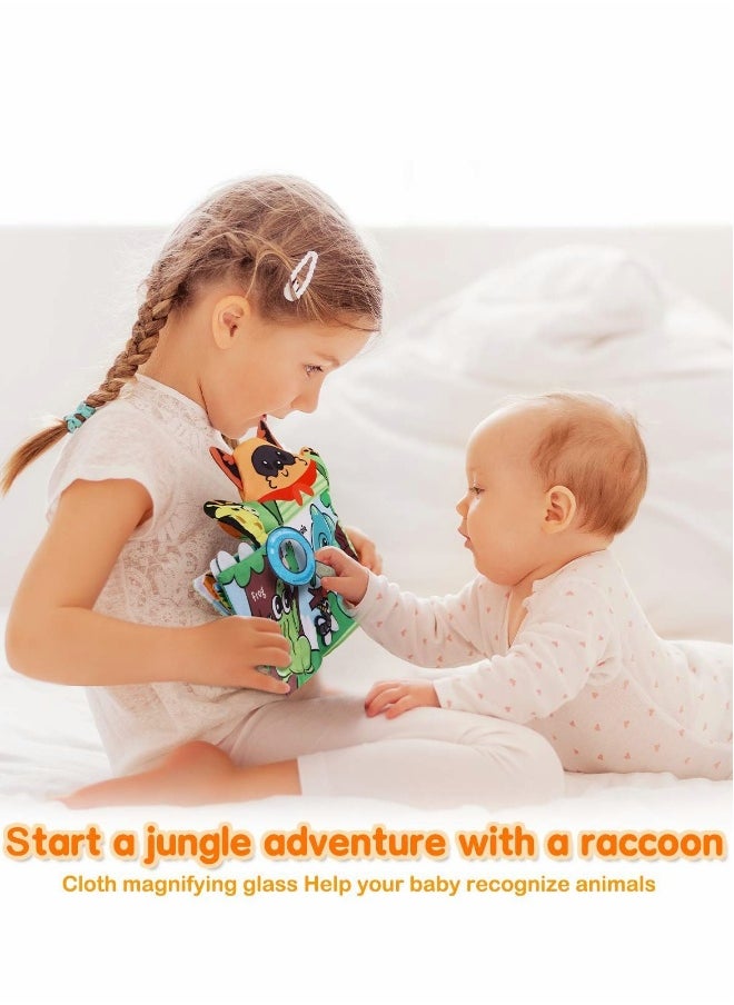 Baby Books Toys with Hand Puppets, Touch and Feel Crinkle Cloth Book for Babies Infant Toddler, Early Development Interactive Car & Stroller Soft Toys for 0 -12 Month 1 2 Years Old Boys Girls