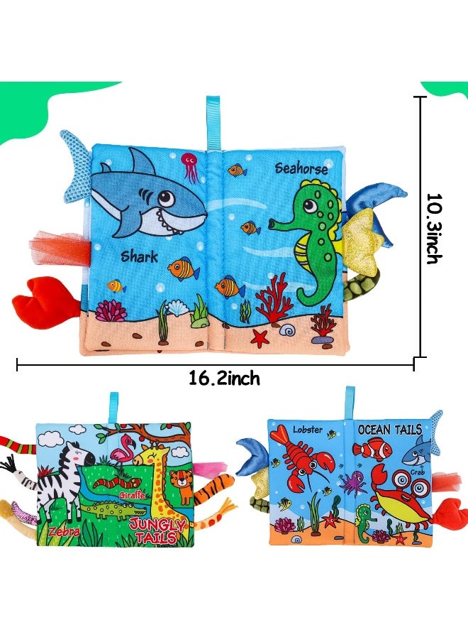 2 PCS Soft Cloth Baby Books for 0-6 Months, High Contrast Sensory Toys, Crinkle Touch and Feel, Teething, Suitable for Car Seat, Travel, Tummy Time, 6-12 Months Infant Gift