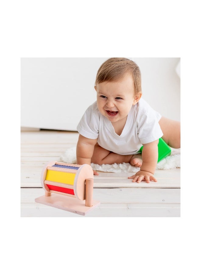 Montessori Spinning Drum Toy for 6 Month Baby Infant, Infant Developmental Wooden Toy Montessori-inspired Baby Toy Educational Spinning Drum Montessori Toy for Boy Girls Christmas Birthday Gift