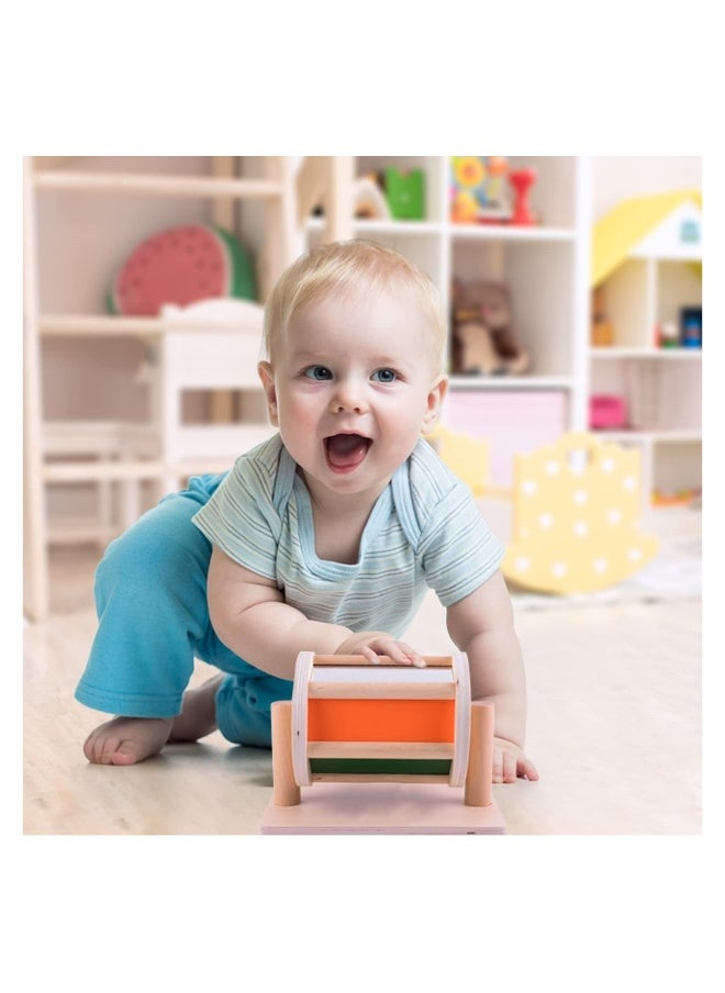 Montessori Spinning Drum Toy for 6 Month Baby Infant, Infant Developmental Wooden Toy Montessori-inspired Baby Toy Educational Spinning Drum Montessori Toy for Boy Girls Christmas Birthday Gift