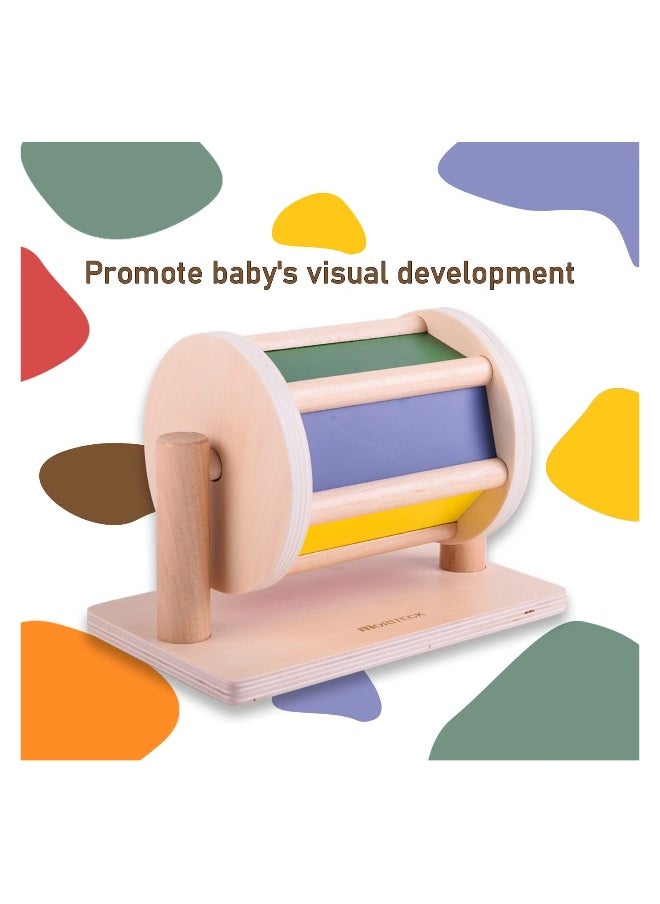 Montessori Spinning Drum Toy for 6 Month Baby Infant, Infant Developmental Wooden Toy Montessori-inspired Baby Toy Educational Spinning Drum Montessori Toy for Boy Girls Christmas Birthday Gift