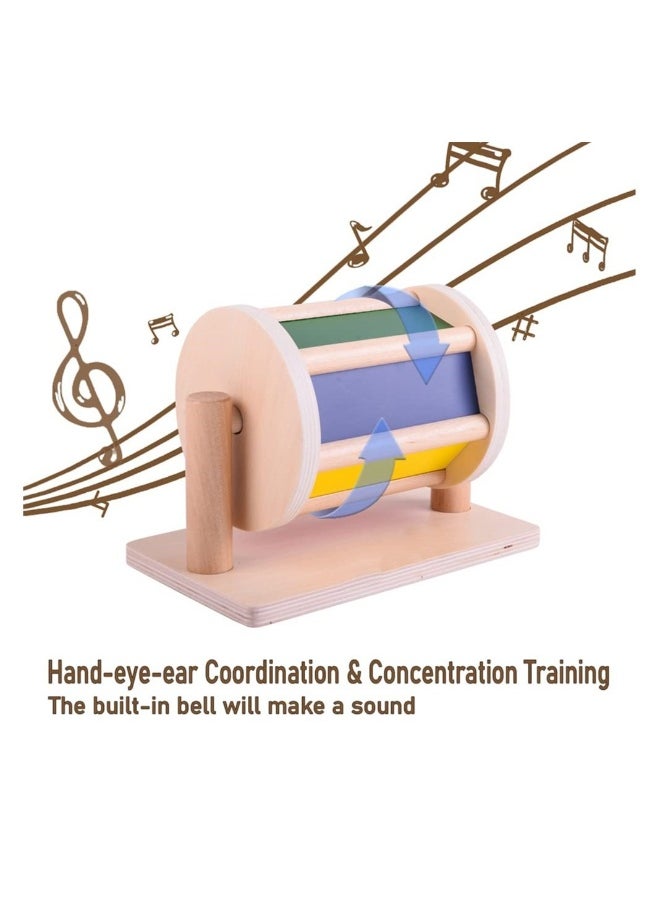 Montessori Spinning Drum Toy for 6 Month Baby Infant, Infant Developmental Wooden Toy Montessori-inspired Baby Toy Educational Spinning Drum Montessori Toy for Boy Girls Christmas Birthday Gift