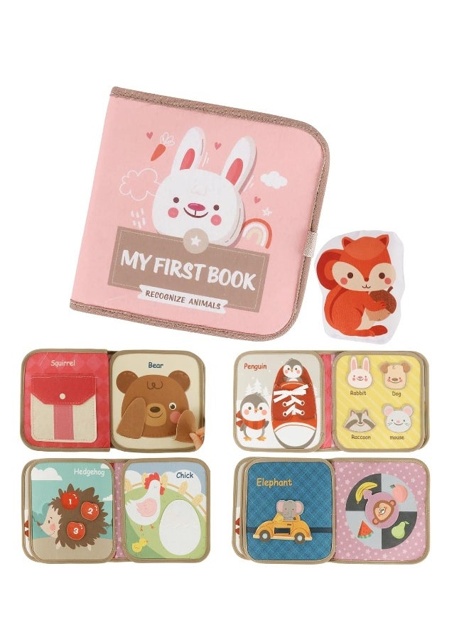 Busy Book for Toddlers, Soft Cloth Books, Baby Books, Quiet Book Montessori Toy, Early Learning Developmental Plush Soft Activity Book, Interactive Books for Toddlers Infants, Sensory Busy Books