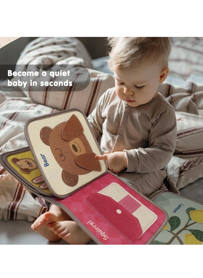 Busy Book for Toddlers, Soft Cloth Books, Baby Books, Quiet Book Montessori Toy, Early Learning Developmental Plush Soft Activity Book, Interactive Books for Toddlers Infants, Sensory Busy Books