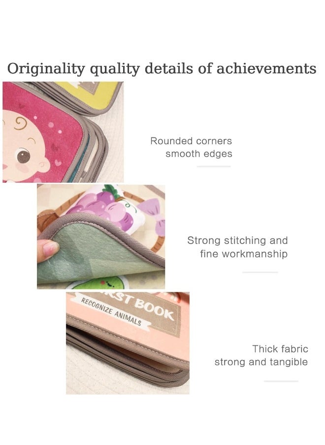 Busy Book for Toddlers, Soft Cloth Books, Baby Books, Quiet Book Montessori Toy, Early Learning Developmental Plush Soft Activity Book, Interactive Books for Toddlers Infants, Sensory Busy Books