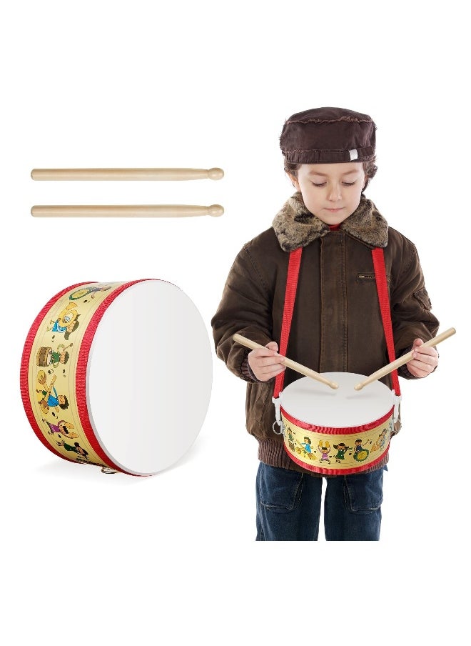 Kids Drum Set, 7.87 in Wooden Toy Drum with Adjustable Strap and 2 Drumsticks, Educational Sensory Musical Instrument for Toddlers, Kids, Baby Toy Gift