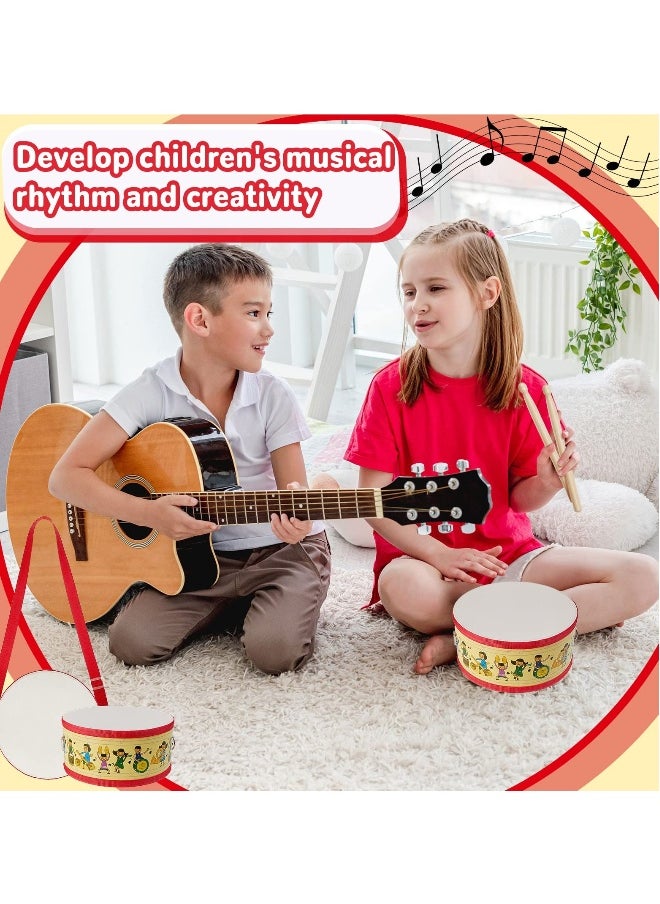Kids Drum Set, 7.87 in Wooden Toy Drum with Adjustable Strap and 2 Drumsticks, Educational Sensory Musical Instrument for Toddlers, Kids, Baby Toy Gift