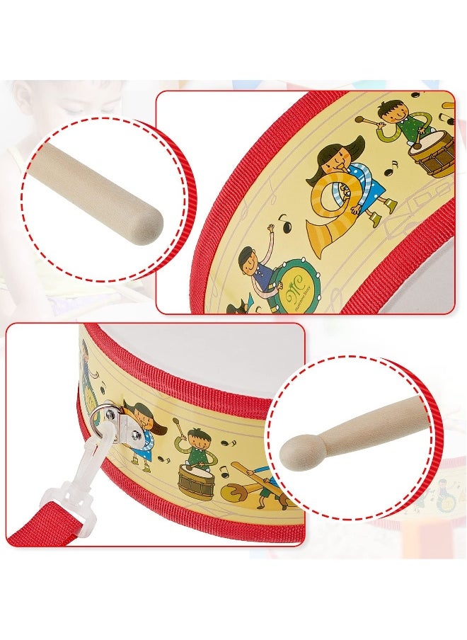 Kids Drum Set, 7.87 in Wooden Toy Drum with Adjustable Strap and 2 Drumsticks, Educational Sensory Musical Instrument for Toddlers, Kids, Baby Toy Gift