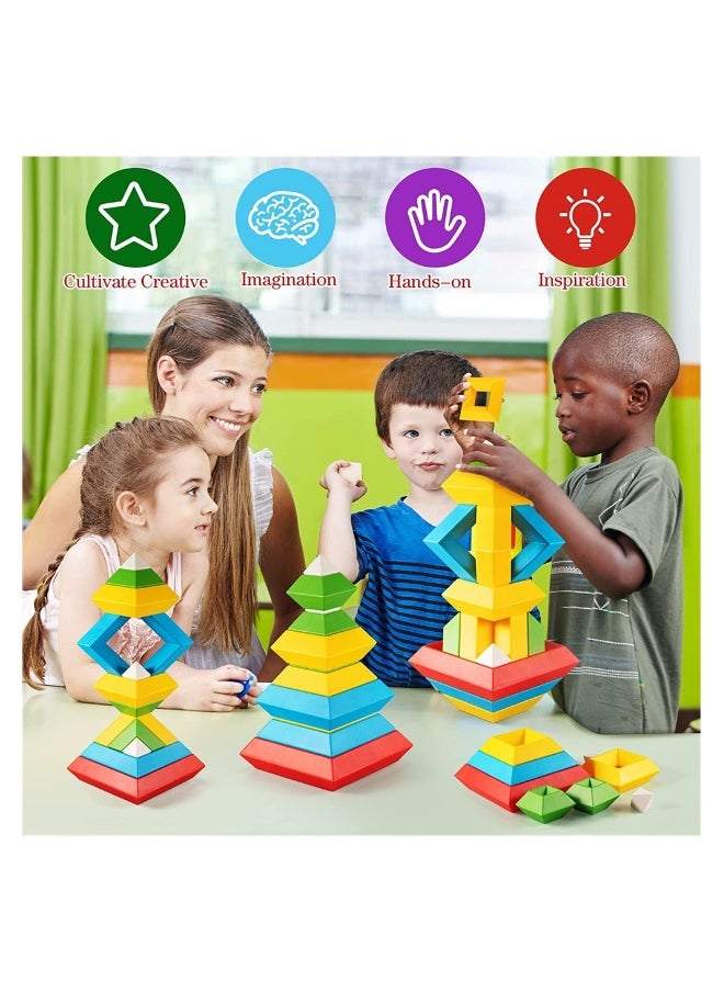 Stacking Toys for Toddlers, Montessori Toys for 1 2 3 4 5 Year Old Girls Boys Toddlers, Preschool Learning Activities, 30Pcs Building Blocks Stacking Educational Toys STEM Sensory Toys Gifts for Kids
