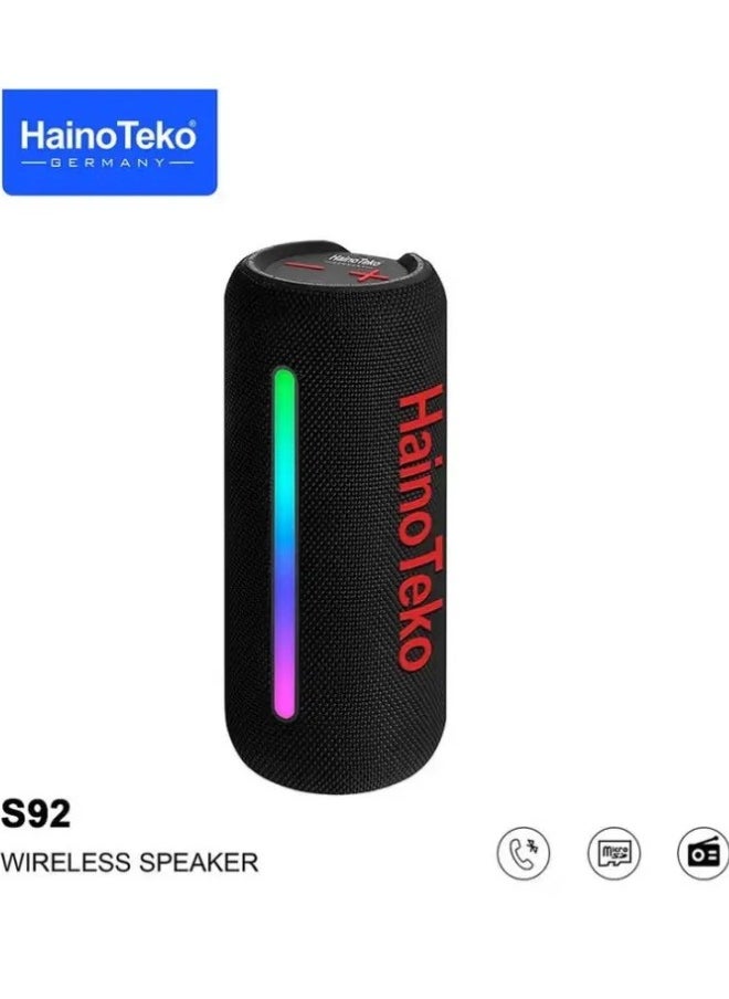 Haino Teko Germany S92 Portable Wireless Speaker With High Bass Sound Quality Multi Functional Button Cotrol and LED Light(Red)