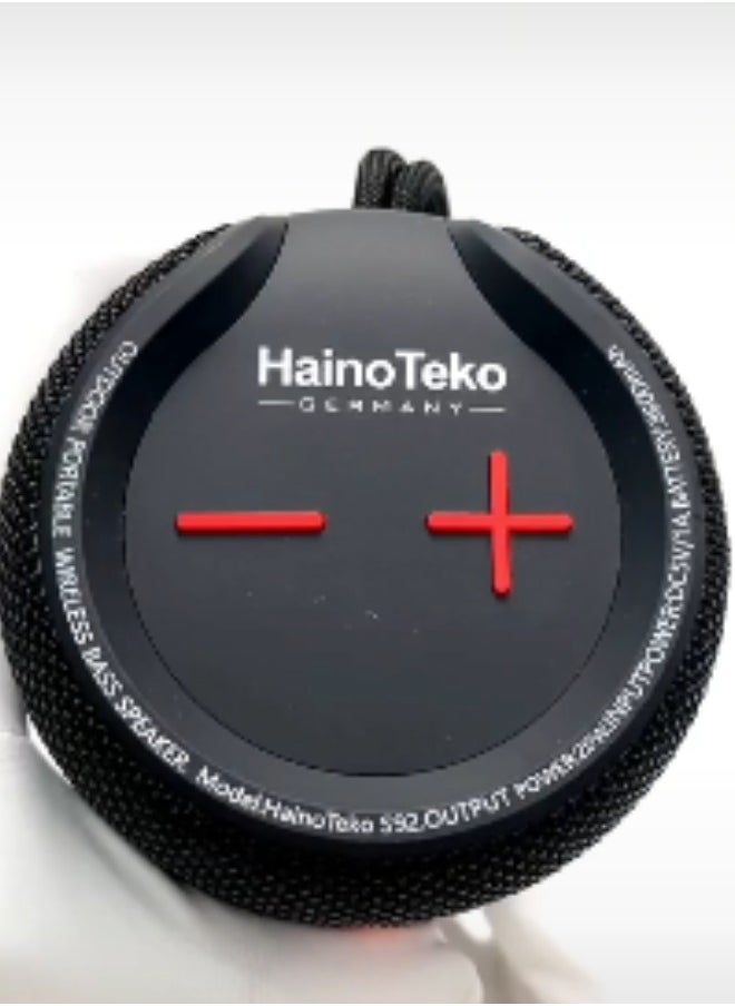 Haino Teko Germany S92 Portable Wireless Speaker With High Bass Sound Quality Multi Functional Button Cotrol and LED Light(Red)