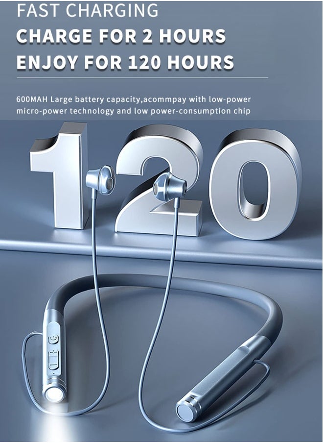 Waterproof Bluetooth Neckband Headphones with Noise Cancelling Microphone 120H Playtime Ideal for Running and Cycling