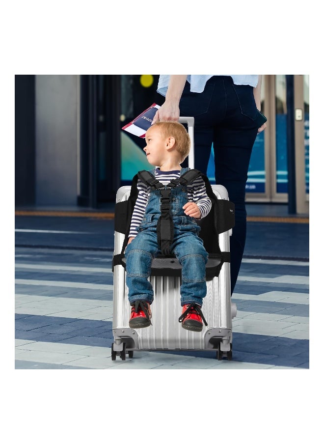 Toddler Ride-On Luggage with Seat, Portable Foldable Kids Travel Chair with Seat Belt, Convenient Carry-On for Parents, Ideal Toddler Carrier for Stress-Free Travel.