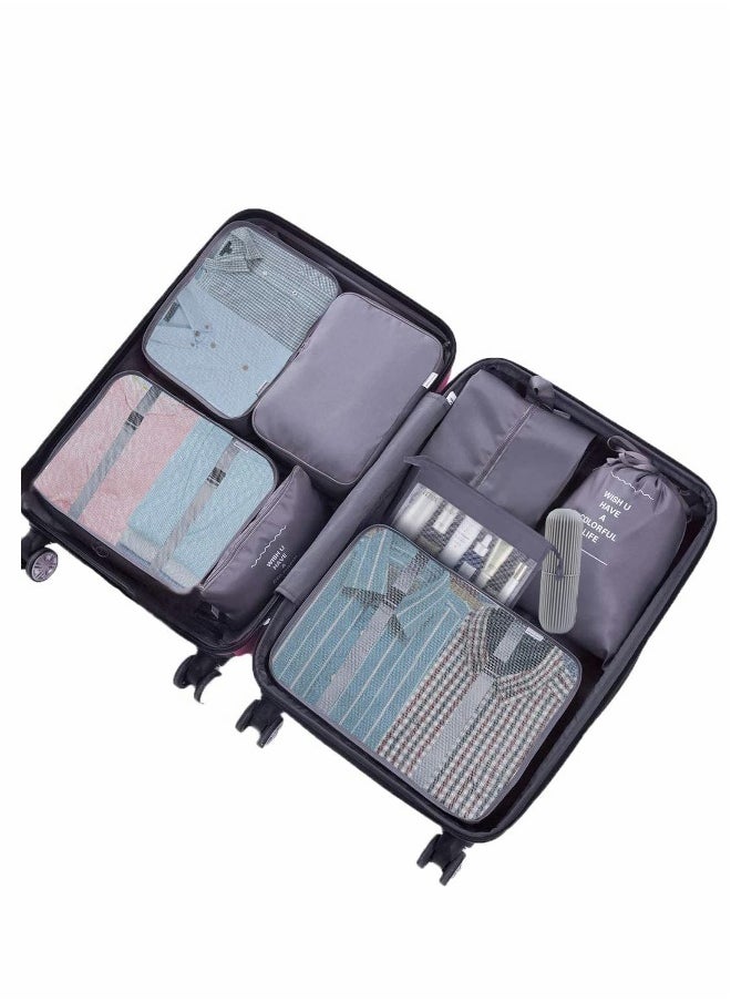 7Pcs SET Travel Luggage Organizer Packing Cubes Set Storage Bag Waterproof Laundry Bag Traveling Accessories