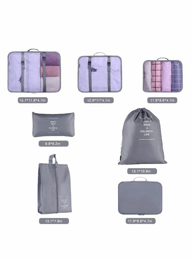 7Pcs SET Travel Luggage Organizer Packing Cubes Set Storage Bag Waterproof Laundry Bag Traveling Accessories