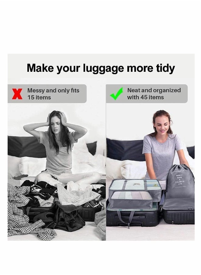 7Pcs SET Travel Luggage Organizer Packing Cubes Set Storage Bag Waterproof Laundry Bag Traveling Accessories