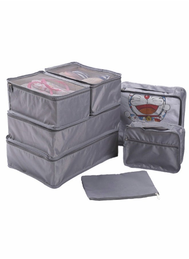 Packing Cubes for Travel, 7 Set Luggage Organizers with Shoe Bag, Clothes Bag, Electronics Bag, Cosmetics Bag, Made with Wearable Waterproof Fabric, Packing Organizers for Travel Accessories (Gray)