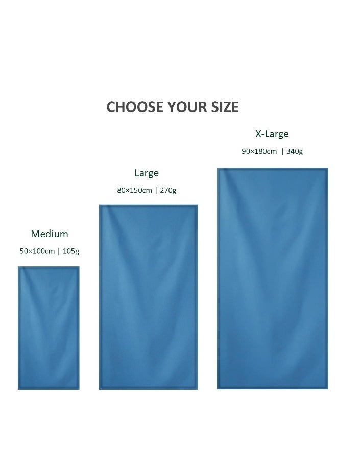 Microfiber Towel, Quick Dry Lightweight Towel in 6 Colours, Super Absorbent and Fast Drying Camping Towel for Travel, Sports, Camping, Gym, Beach, Vacation (M-50cm x 100cm) (Blue)