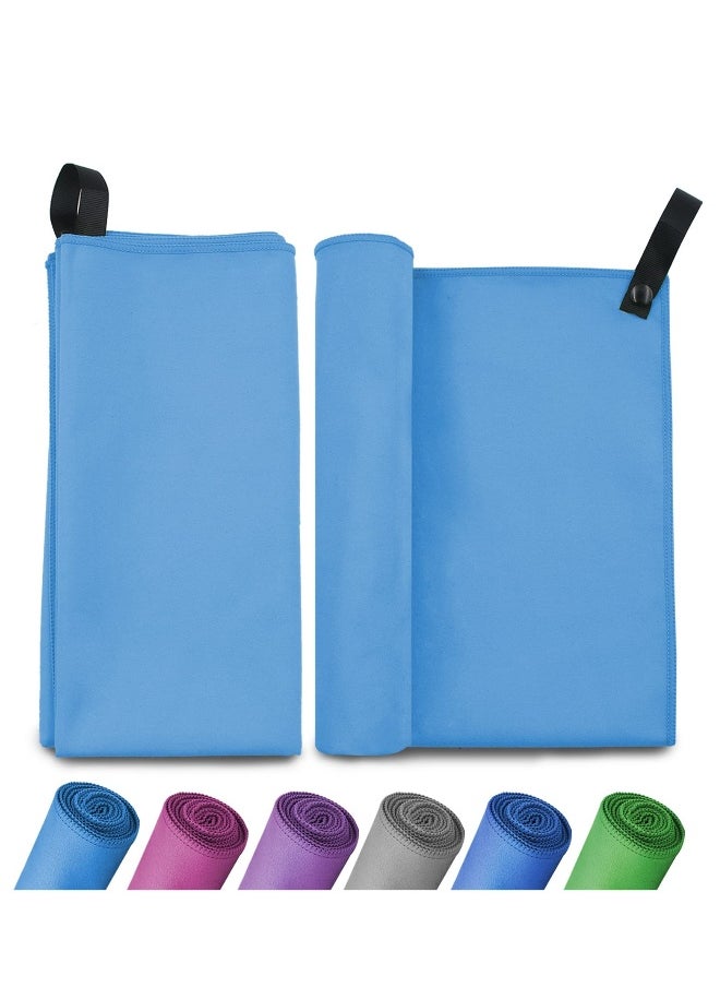 Microfiber Towel, Quick Dry Lightweight Towel in 6 Colours, Super Absorbent and Fast Drying Camping Towel for Travel, Sports, Camping, Gym, Beach, Vacation (M-50cm x 100cm) (Blue)