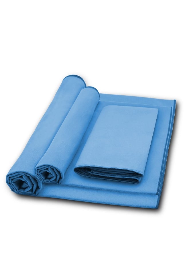 Microfiber Towel, Quick Dry Lightweight Towel in 6 Colours, Super Absorbent and Fast Drying Camping Towel for Travel, Sports, Camping, Gym, Beach, Vacation (M-50cm x 100cm) (Blue)