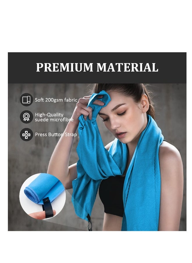 Microfiber Towel, Quick Dry Lightweight Towel in 6 Colours, Super Absorbent and Fast Drying Camping Towel for Travel, Sports, Camping, Gym, Beach, Vacation (M-50cm x 100cm) (Blue)