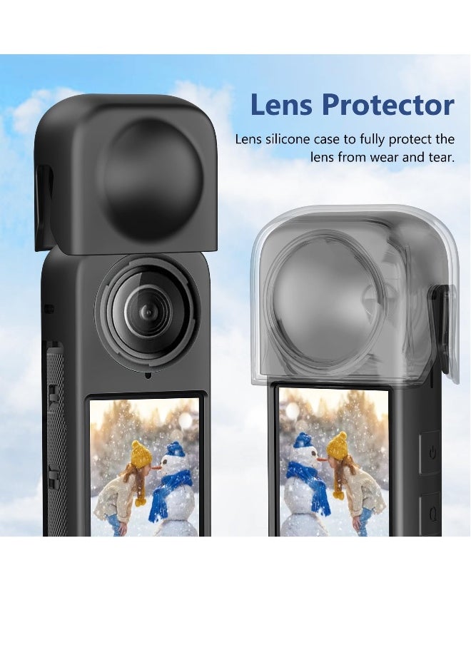 Protective Case with Lens Cap for Insta 360 X4, Silicone Camera Case Kit with Standard Lens Guard, Compatible with Insta360 X4