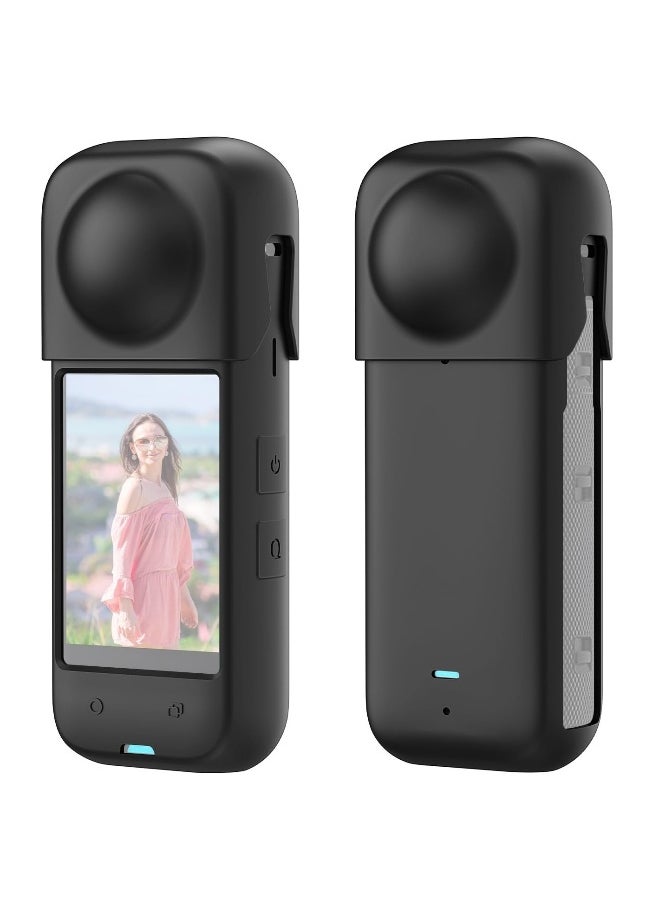 Protective Case with Lens Cap for Insta 360 X4, Silicone Camera Case Kit with Standard Lens Guard, Compatible with Insta360 X4