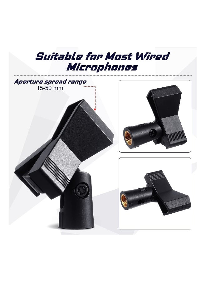 4-Pack Adjustable Microphone Clips with 4 Adapters, Wireless Mic Holder Clamp for Mic Stands, 5/8 Inch Male to 3/8 Inch Female Adapter Included. Perfect for Securely Holding Your Microphone.