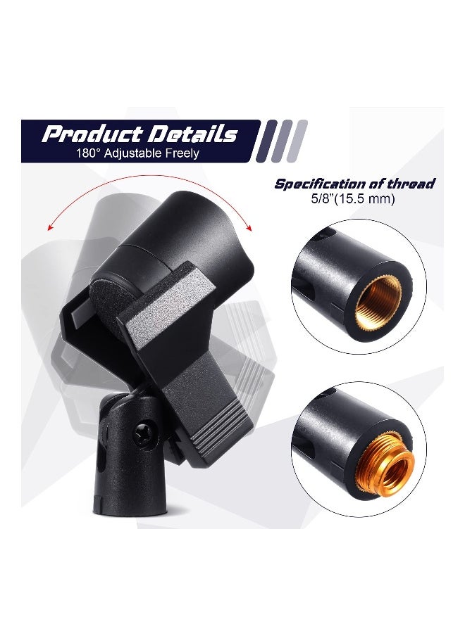 4-Pack Adjustable Microphone Clips with 4 Adapters, Wireless Mic Holder Clamp for Mic Stands, 5/8 Inch Male to 3/8 Inch Female Adapter Included. Perfect for Securely Holding Your Microphone.