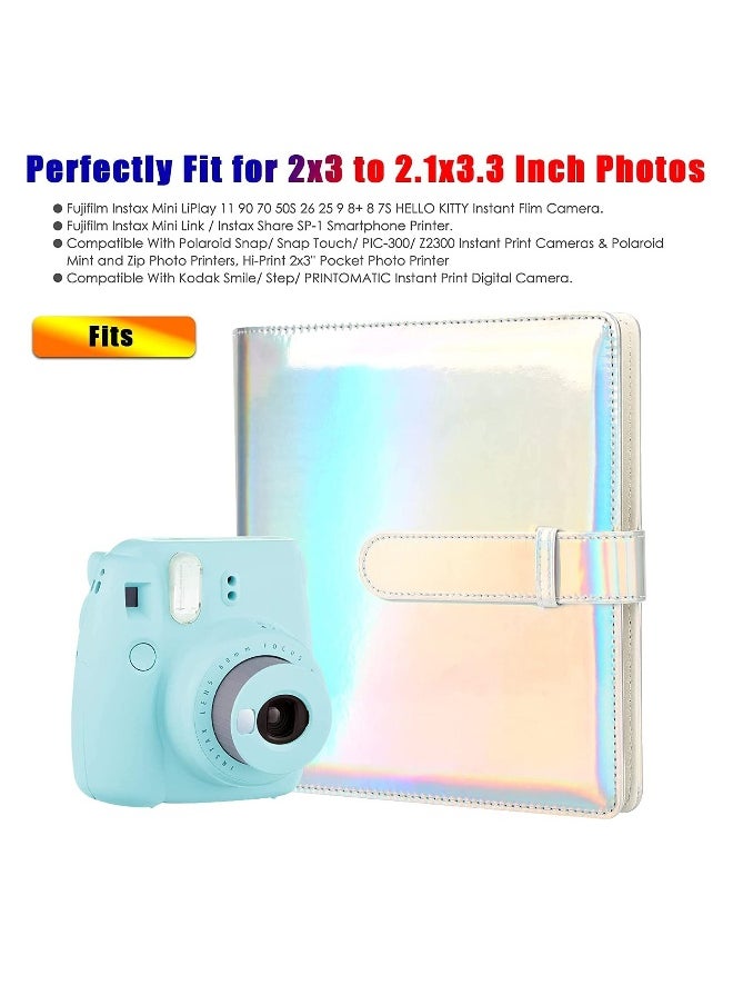 256 Pockets Photo Album for Fujifilm Instax Mini LiPlay 11 90 70 50S 26 25 9 8+ 8 7S Instant Camera for Link SP 1 Printer for Polaroid Snap SnapTouch PIC 300 Z2300 Mint Zip Printer Magic Silver