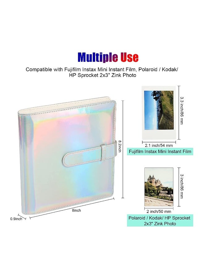 256 Pockets Photo Album for Fujifilm Instax Mini LiPlay 11 90 70 50S 26 25 9 8+ 8 7S Instant Camera for Link SP 1 Printer for Polaroid Snap SnapTouch PIC 300 Z2300 Mint Zip Printer Magic Silver