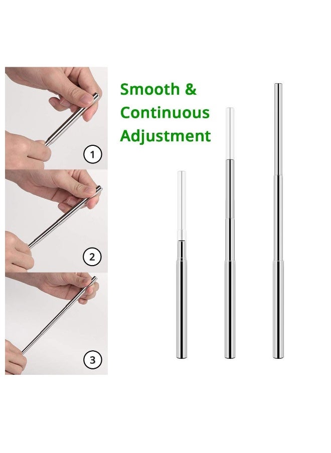 Reusable Telescopic Metal Straws, 3 Pack Stainless Steel Collapsible Drinking Straw, Portable Pocket Drinking Straws for Travel, with Cleaning Brush & Carabiner (Rose, Black, Silver)