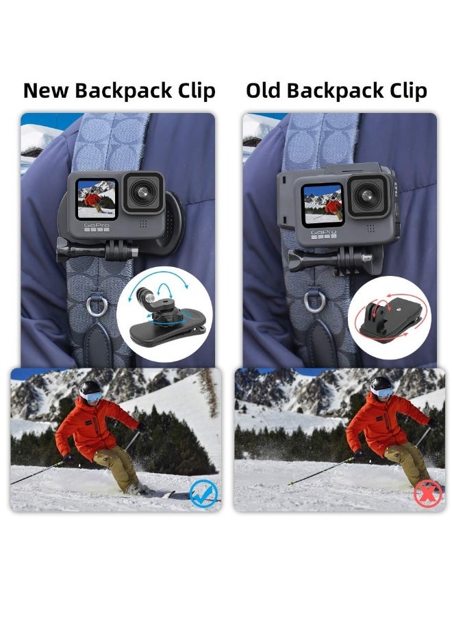 Backpack Strap Mount Quick Clip for Camera, 360° Rotation Clamp Hero 11 10 9 8 7 6, fusion and DJI Osmo Action 3 2, AKASO Campark Crosstour Cameras