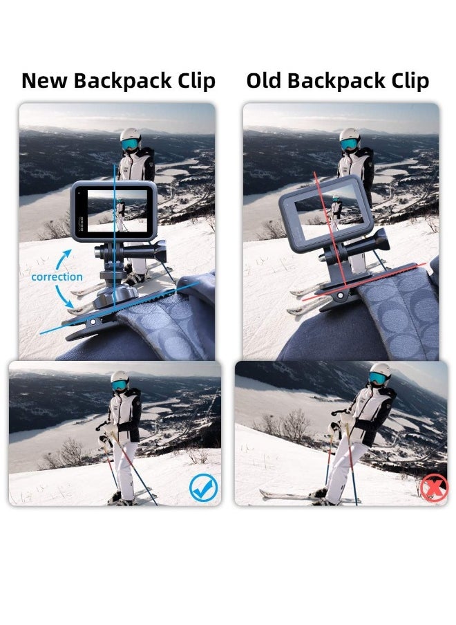 Backpack Strap Mount Quick Clip for Camera, 360° Rotation Clamp Hero 11 10 9 8 7 6, fusion and DJI Osmo Action 3 2, AKASO Campark Crosstour Cameras