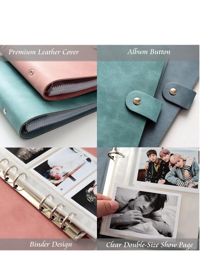 Photo Albums 200 Pockets Premium Leather Fujifilm Instax Mini Album, Wallet Size 3 Inch Picture Name Card Book (Green)