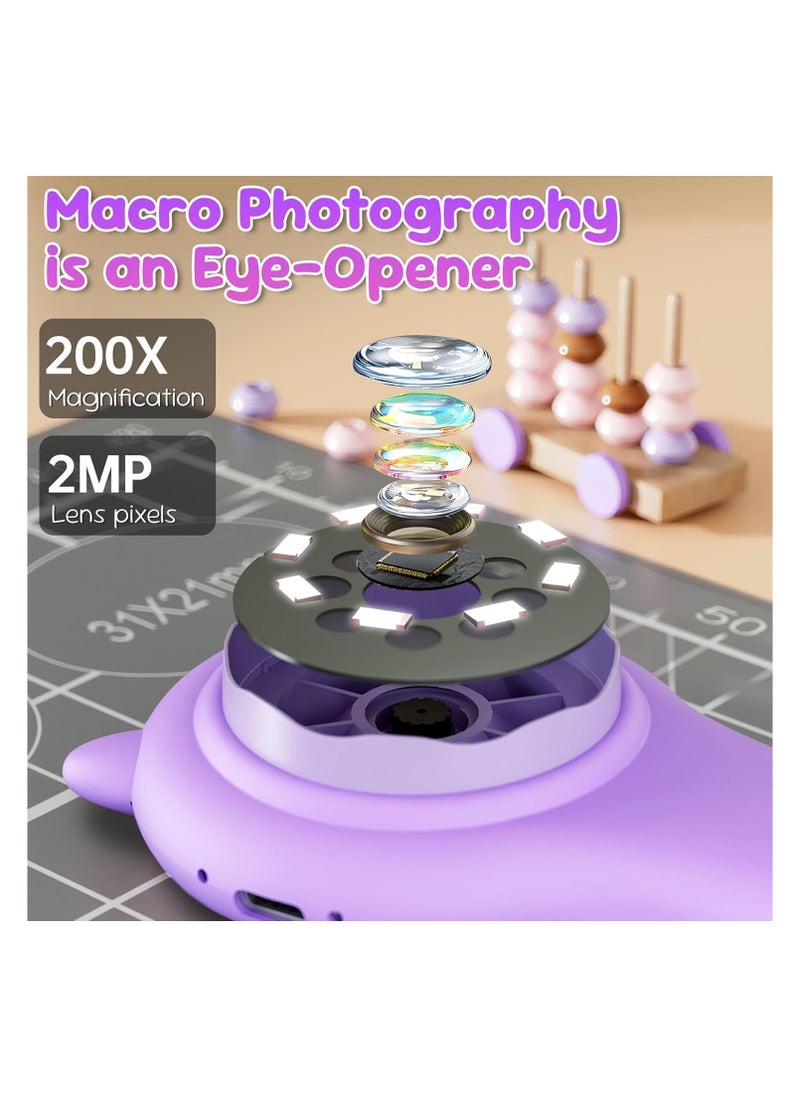 Microscope for Kids Educational Toys Mini Pocket Handheld Digital Microscope for Toddlers Science Kit for Kids Birthday Gifts Toys for Girls Boys 3 4 5 6 7 8 9 10 Year Old(Purple)