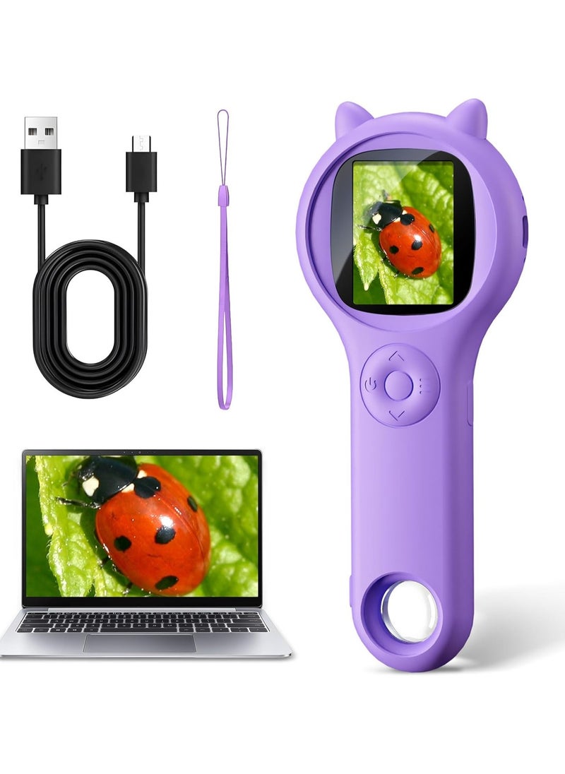 Microscope for Kids Educational Toys Mini Pocket Handheld Digital Microscope for Toddlers Science Kit for Kids Birthday Gifts Toys for Girls Boys 3 4 5 6 7 8 9 10 Year Old(Purple)